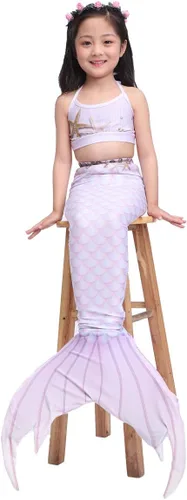 Vista 6 de Conjunto de traje de baño de sirena para niñas, 6 piezas, incluyendo cola de sirena