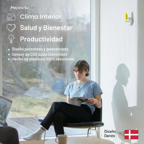 Vista 2 de Birdie 2.0 - Monitor de CO2 de diseño interior - Medidor de calidad del aire para el hogar y la oficina - Promueve la salud mental y física