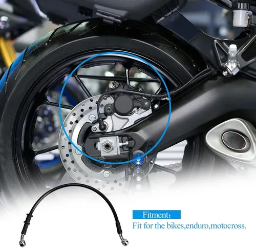 Vista 6 de Línea de freno de motocicleta, tubo de aceite de embrague hidráulico universal de 15.75 pulgadas, accesorios trenzados de acero inoxidable