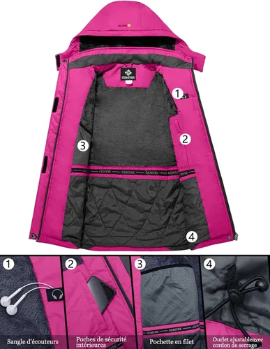 Vista 3 de GEMYSE Womens Mountain Waterproof Ski Snow Jacket Winter Windproof Rain Jacket