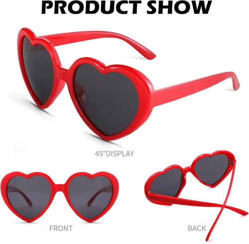 Vista 5 de Bouryo Gafas de sol polarizadas en forma de corazón para mujer, estilo retro, de gran tamaño, lindas gafas