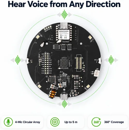Vista 8 de seeed studio reSpeaker XVF3800 - Array de 4 micrófonos con XIAO ESP32S3