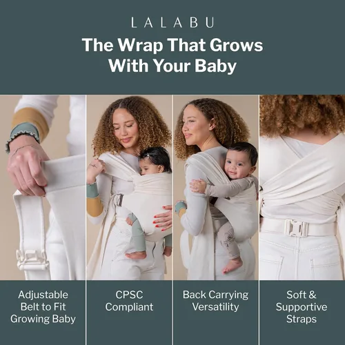 Vista 4 de Lalabu The Simple Wrap Baby Wraps Carrier - Elegante portabebés para recién nacidos y niños pequeños de 13 a 28 libras. Probado en seguridad, fácil