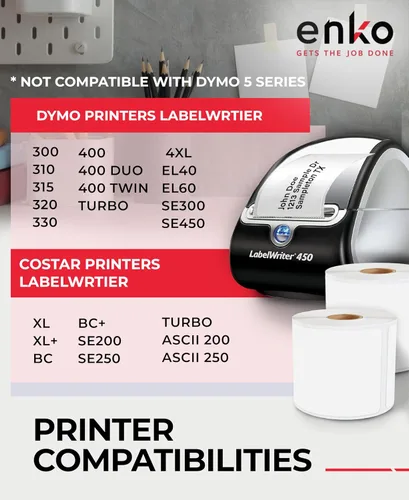 Vista 3 de enKo (6 rollos, 1320 etiquetas) Etiquetas de dirección y envío 30323 (2-1/8 x 4") Compatible con Dymo LabelWriter