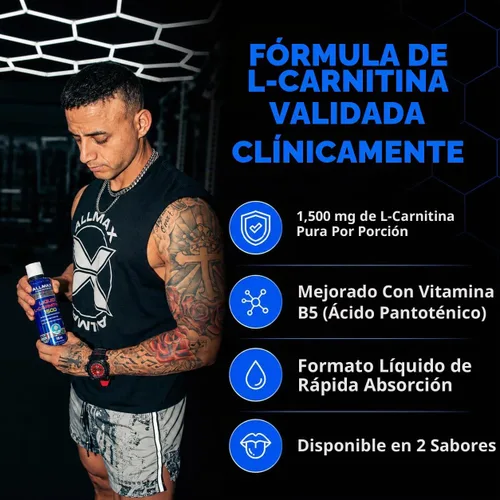 Vista 3 de ALLMAX Nutrición Líquida L-Carnitina 1500 Miligramos, Frambuesa Azul, 16 oz