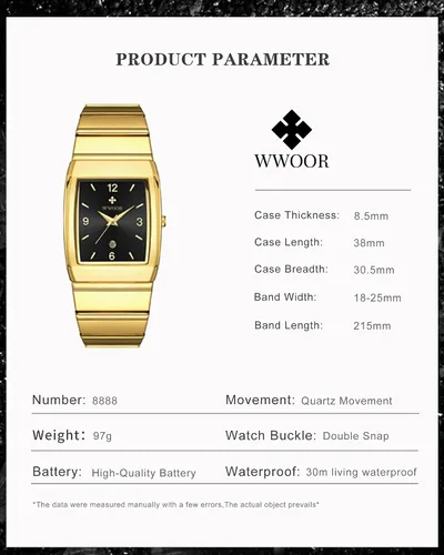 Vista 3 de WWOOR Relojes cuadrados para hombres y mujeres, reloj cuadrado de acero inoxidable para hombre con fecha, reloj casual con fecha cuadrada