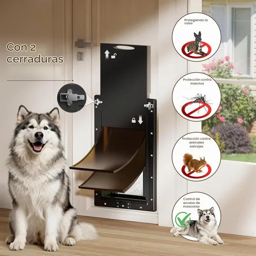 Vista 5 de Puerta XL para Perro para Puerta, Puerta Extra Grande para Perro de Plástico Resistente a la Oxidación para Puertas Interiores y Exteriores, Puerta