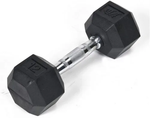 Vista 14 de JFIT Rubber Hex Dumbbell Single, Knurled Grip Free Weight for Men & Women, Strength & Cardio Training Home Gym Workout