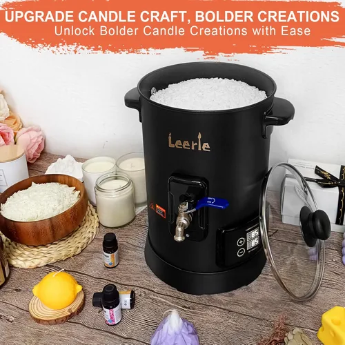 Vista 2 de Leerie Derretidor de cera digital de 12 libras para hacer velas, olla de fusión de cera de vela D6 con control preciso de temperatura y núcleo