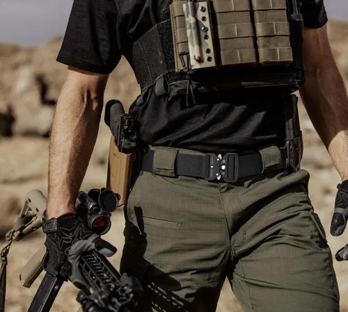 Vista 7 de Ginwee Paquete de 3 cinturones tácticos, estilo militar, correa de malla de malla resistente de liberación rápida con hebilla de metal para hombres