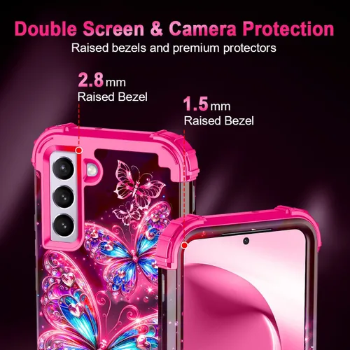 Vista 6 de Casetego Compatible con Galaxy S22 5G Funda, Cubierta Protectora de Cuerpo Completo de Tres Capas Resistente y Resistente a los Golpes con Efecto
