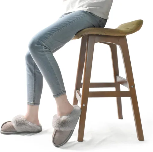 Vista 6 de KuaiLu Pantuflas mullidas de espuma viscoelástica doble para mujer, acogedoras con soporte de arco cálido, pantuflas de meter cómodas