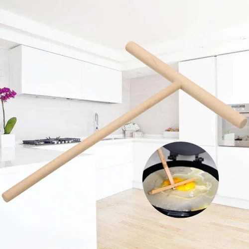 Vista 5 de Hemoton Esparcidor de crepé en forma de T de madera natural Herramienta en forma de T para crepes Crepe de madera Crepe Maker Herramienta para hacer