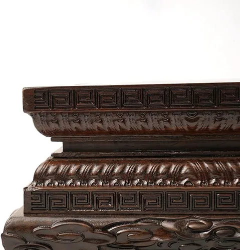 Vista 3 de Cuadrado de madera de ébano base de madera maciza Buda estatua ornamento tallado artesanía soporte de exhibición