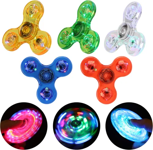 Vista 7 de SCIONE Paquete de 5 juguetes giratorios con luz LED, juguetes sensoriales que brillan en la oscuridad para niños, juguetes antiestrés para aliviar