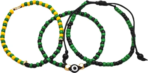 Vista 7 de Hecho a mano contra el mal de ojo orishas joyería de protección Ilde elástico elástico ajustable con cuentas unisex amuleto pulsera conjunto