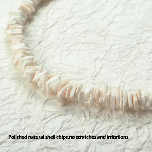Vista 5 de Gargantilla de concha de puka blanca natural para mujer, collar hawaiano de conchas de mar para mujer, collar de concha de mar de verano VSCO