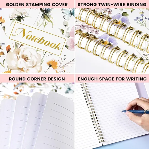 Vista 4 de Cuaderno de espiral - Cuadernos con bolsillo trasero, 5.7 x 8.2 pulgadas, cuaderno de diario con papel grueso y bolsillo trasero, 160 páginas