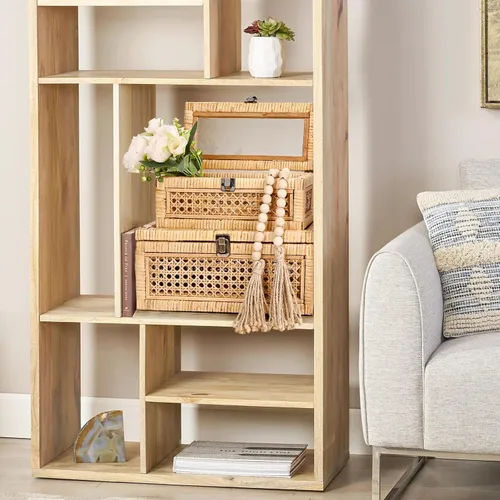 Vista 5 de HUAXIN CRAFT H Caja decorativa de ratán con tapa, rectangular tejida con vidrio para exhibición, juego de 2 mimbre para decoración