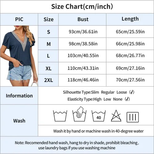 Vista 6 de Blusa holgada de manga larga abombada con cuello en V y encaje para mujer