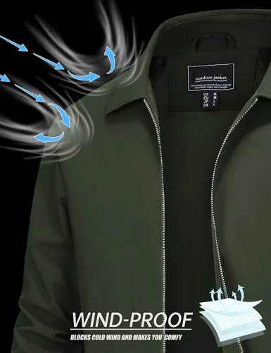 Vista 3 de MAGNIVIT Chaquetas ligeras para hombre, cortavientos ligeros, con cremallera completa, elegante, abrigo de golf, negocios, trabajo, vestido casual