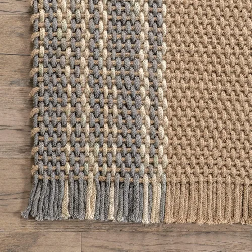 Vista 5 de nuLOOM Jada - Alfombra casual de yute con borlas, 5 x 8 pies, natural