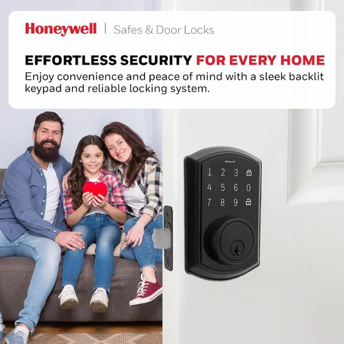 Vista 3 de Honeywell Cajas fuertes y cerraduras de puerta – Cerradura de puerta de entrada sin llave con teclado de pantalla táctil – Cerradura inteligente