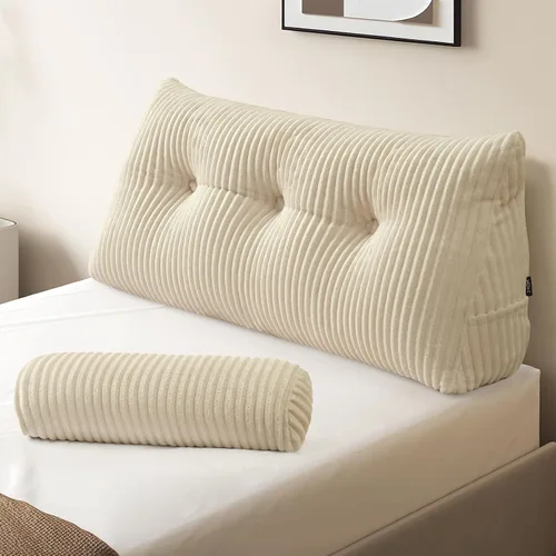 Vista 7 de Z-hom - Almohada grande para cabecero con un solo rollo, almohada de cuña para sentarse en la cama, cojín triangular de apoyo de respaldo para leer