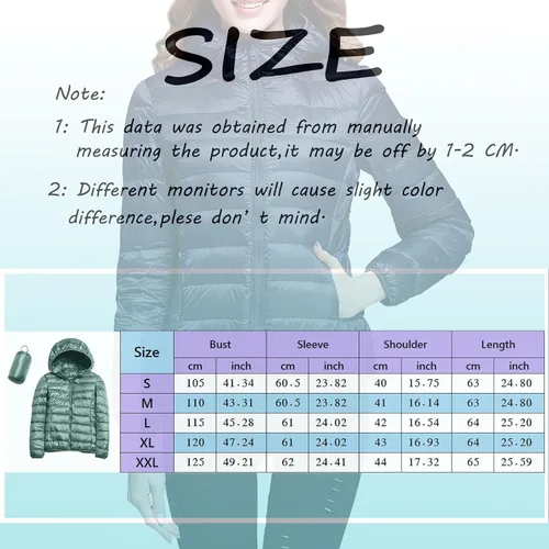 Vista 5 de Chaqueta acolchada ligera para mujer, abrigo de plumón corto con cremallera y capucha para invierno 2023