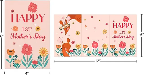 Vista 7 de WaaHome Tarjeta de feliz primer día de la madre para la nueva mamá, tarjeta de regalo del día de la madre de flores para primera vez, esperando