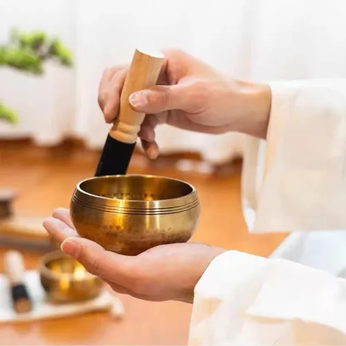 Vista 5 de Juego de cuencos tibetanos, cuencos cantores, cuenco de sonido de meditación hecho a mano en Nepal, para yoga, meditación, atención plena, curación