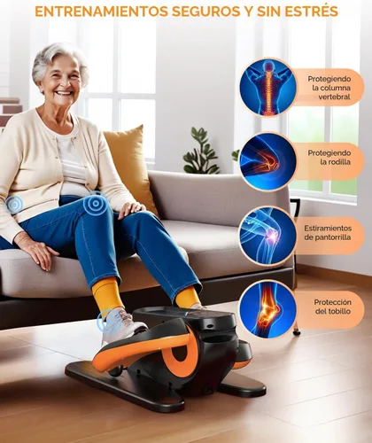 Vista 3 de Máquina elíptica para debajo del escritorio con 12 velocidades ajustables, pedal sentado silencioso y portátil con control remoto y correas