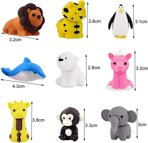 Vista 7 de URSKYTOUS 35 borradores de animales de escritorio para niños, borradores de lápices de animales, juguetes de borrador a granel, regalos para premios