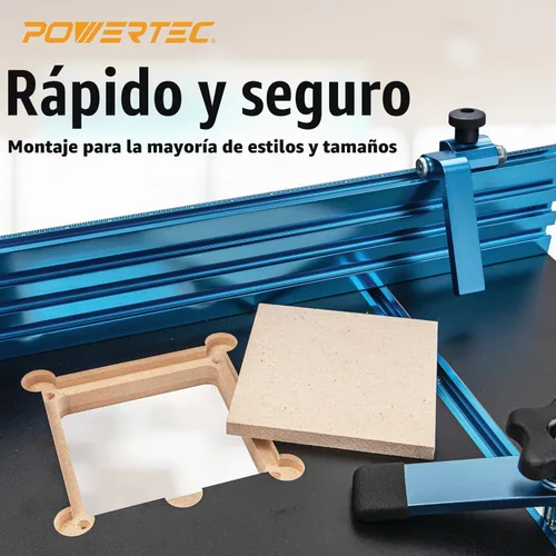 Vista 4 de POWERTEC Kit de Accesorios para Mesa de Taladro de Columna con Riel en T, Guía para Taladro de Columna de 14"x24", Escala Grabada con Láser