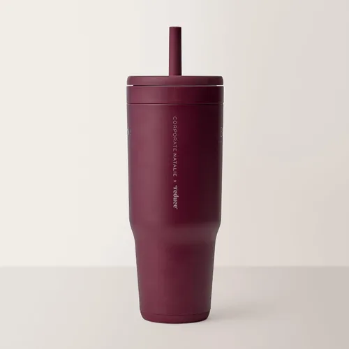 Vista 9 de REDUCE Chiller - Vaso térmico aislado al vacío de 40 onzas con pajita de silicona a prueba de derrames, tapa de Tritán sostenible con marcadores