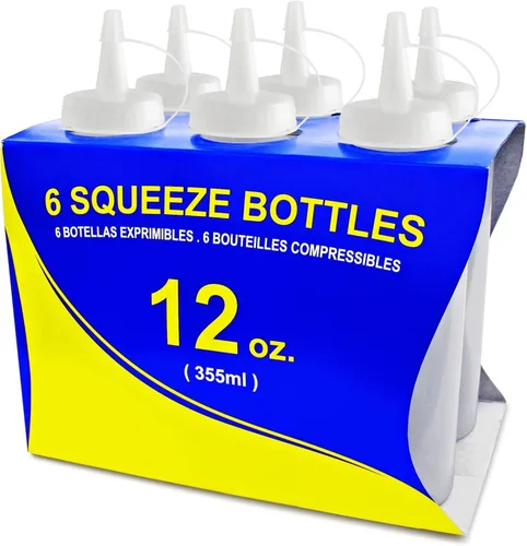 Vista 16 de New Star Foodservice 26283 - Botellas exprimibles de plástico, 8 onzas, rojas, paquete de 6