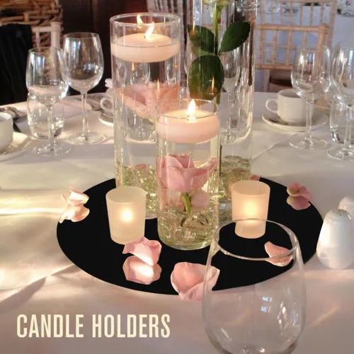 Vista 6 de Houseables Mirror Centerpieces for Tables, Round Mirrors for Centerpieces, Mirrored Trays, Round Table Plate Tray, Circle, Glass Charger, Wedding
