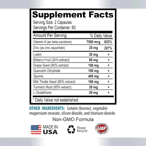 Vista 5 de Vitaminas para la visión con luteína – Eye Vision Guard 24 mg – Complejo avanzado, apoyo de la visión ocular, suplementos de luteína, suplemento