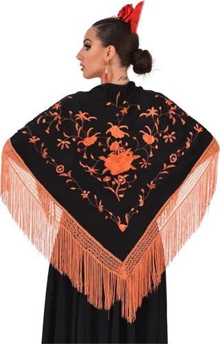 Vista 5 de Mantón Manila para baile flamenco. tamaño medio 63X31 pulgadas