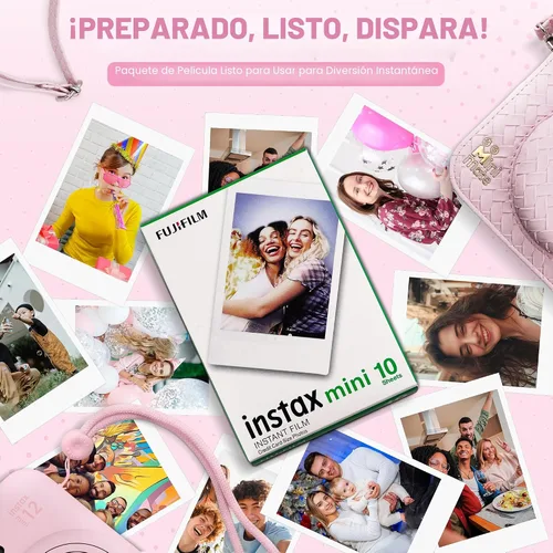 Vista 5 de Fujifilm Cámara instantánea Instax Mini 12 color rosa flor + estuche personalizado Minimate + película fotográfica Fuji Instax 10 hojas y álbum