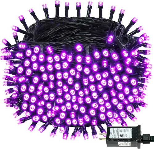 Vista 47 de Luces de cadena navideñas conectables de 240 LED de 88 pies, 13 modos, para interiores y exteriores, cable verde extensible, luces de árbol