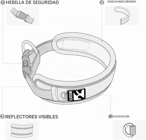 Vista 2 de Collar Premium para Perros Súper Ajustable para Todas las Razas, Hebilla de Liberación Rápida Acolchado Extra Suave y Ensanchado y Diseño