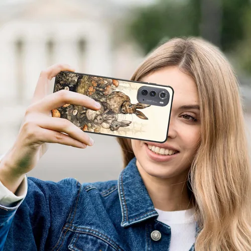 Vista 245 de Funda para Motorola Moto Edge 2022, cubierta trasera de vidrio templado con protector de pantalla, funda protectora a prueba de golpes para Motorola
