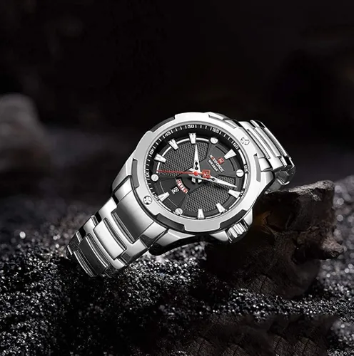 Vista 4 de NAVIFORCE - Reloj de pulsera de cuarzo analógico para hombre de acero inoxidable impermeable