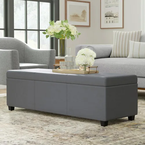 Vista 2 de SIMPLIHOME Avalon - Banco contemporáneo tipo otomana rectangular con almacenamiento extragrande de 54 pulgadas de ancho, de pelo sintético de Gris