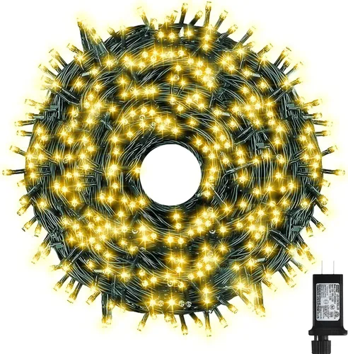 Vista 10 de XUNXMAS Luces de Navidad con 300 luces LED de 108 pies que cambian de color con blanco cálido y multicolor, 11 modos, impermeable, conectable, tira