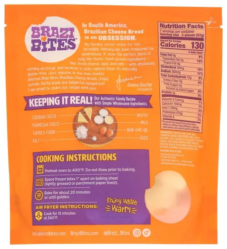 Vista 2 de Brazi Bites - Bocaditos de pan de queso brasileño, original, 11.5 onzas (congelado)