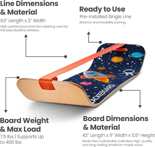 Vista 7 de GIBBON SlackBoard, Balance Board Kids & Adults, Slackline Balance Trainer Slack Board, Core Workout Equipment, Home Gym Training, Standing Desk