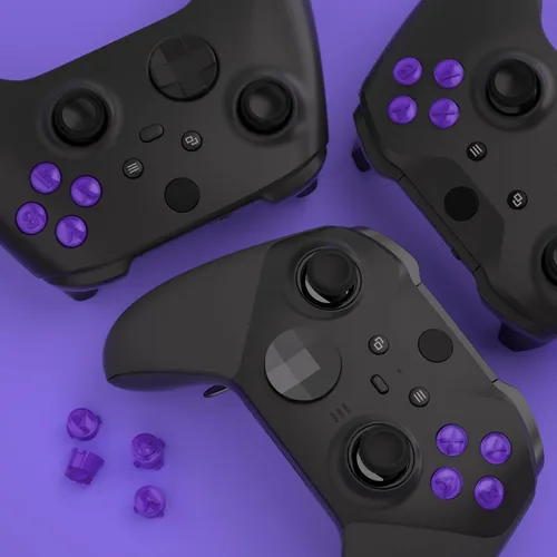 Vista 7 de eXtremeRate Botones de acción ABXY personalizados de repuesto para controlador Xbox Series X y S, símbolos clásicos de tres tonos púrpura