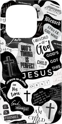 Vista 14 de Funda estética para iPhone 16 con versículos bíblicos cristianos, frases positivas